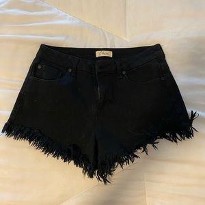 Boutique shorts // black with fringe // size small